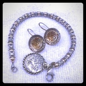 Silpada Silver and Gold Bracelet and Earrings Set
